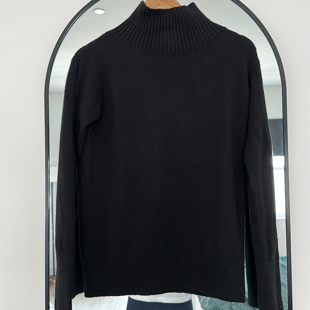 Split neck turtleneck sweater